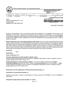 USPTO filing receipt